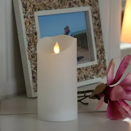 MARELIDA LED-Kerze Rustik-Optik 15 cm weiß