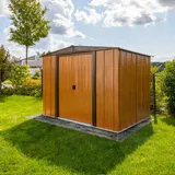 Spacemaker Metall-Gerätehaus "Woodlake 8 x 6" mit Doppel-Schiebetür und Satteldach,holzoptik,4 m2