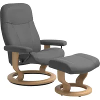 Stressless Stressless® Relaxsessel Garda (Set, Relaxsessel mit Hocker), mit Hocker, mit Classic Base, Größe M, Gestell Eichefarben grau