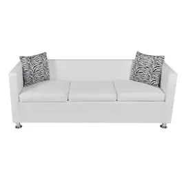 vidaXL Sofa 3-Sitzer Kunstleder Weiß