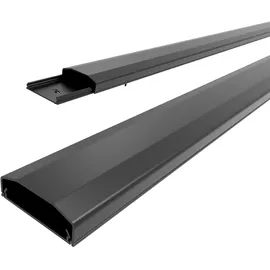 conecto Kabelkanal mit 3M Klebeband selbstklebend selbsthaftend zum Kleben oder Schrauben aus hochwertigem PVC (Länge 100cm, Breite 6cm, Höhe 2cm) schwarz