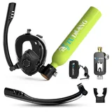 TUDIVING-0,5 l tragbares Tauchflaschenset, Mini-Sauerstoffflasche mit Vollgesichts-Schnorchelmaske, Reise-LANG-Tanks für Tauchrettung/Bootsreinigung