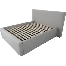Home Affaire Polsterbett HOME AFFAIRE "Dalina", grau (hellgrau), B:191cm H:124cm L:247cm, Struktur (100% Polyester), Betten, Polsterbett, geradliniges Kopfteil, in 5 Breiten, auch in 220cm Länge