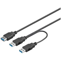 goobay USB 3.0 Dual Power SuperSpeed Kabel, Schwarz - USB 3.0-Stecker (Typ A) + USB 3.0-Stecker (Typ A) > USB 3.0-Buchse (Typ A)