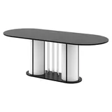 Design Esstisch HCE-111 Oval Hochglanz ausziehbar Tisch Esszimmer rund - Schwarz