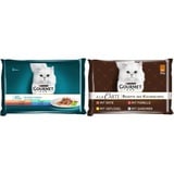 PURINA GOURMET Perle Erlesene Streifen Katzenfutter nass, Sorten-Mix, 12er Pack (12 x 4 Beutel à 85g) & A la Carte Katzenfutter nass, Sorten-Mix, 12er Pack (12 x 4 Beutel à 85g)