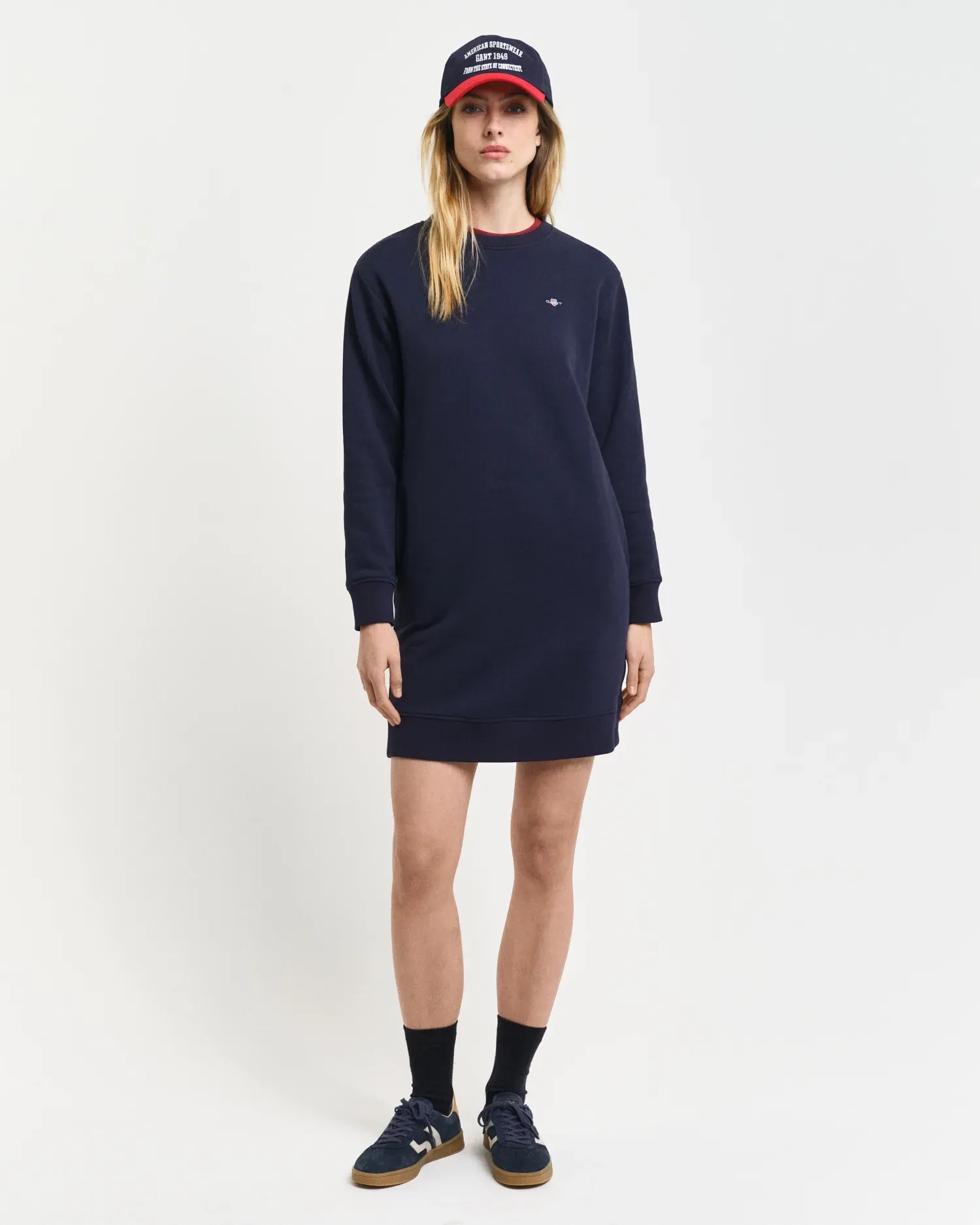 Gant Sweatkleid »SHIELD C-NECK SWEAT DRESS«, Shield Sweatkleid mit Rundhalsausschnitt Gant EVENING BLUE XXL