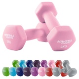 Miweba Sports Neopren Hantelset NKH100 | Profi Hantel - Hexagon Hanteln Set - Kurzhanteln - Kurzhantel Set - Gymnastikhanteln - Hantel Set - Dumbbell - 0,5-10 Kg (2X 2.0 kg, Rosa)