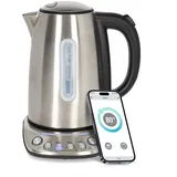 Nedis SmartLife Wasserkocher Wi-Fi 1,70 l Edelstahl 70,80,90,100 °C Temperaturanzeige Um 3, Wasserkocher, Silber