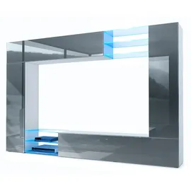 Vladon Wohnwand, Grau, Holzwerkstoff, 262x182.5x39 cm, Wohnzimmer, Wohnwände, Wohnwand-Sets