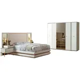 Xlmoebel Schlafzimmer-Set Schlafbereich Set Bett 2x Nachtschrank Kleiderschrank Stil Möbel, (4-tlg., 1x Bett + 2x Nachttische + 1x Kleiderschrank), Hergestellt in Europa weiß