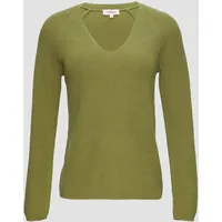 S.Oliver Regular Fit Strickpullover mit V-Ausschnitt und Raglan-Ärmeln, Khaki, 34