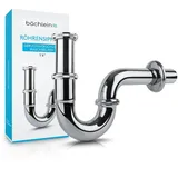 Bächlein Wasserwelten Universal Siphon für Waschbecken & Waschtisch - Abflussgarnitur passgenau - Geruchsverschluss inkl. Gummimanschette + Einbauanleitung - Röhrensiphon Ablaufgarnitur