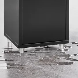 SoBuy Badzimmerschrank Schmal Badezimmer Hochschrank aus Holz mit verstellbaren Einlegeböden Wasserabweisender Badschrank, 20x180x20cm, BZR34-II-SCH - Schwarz