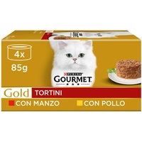 Purina Gourmet Gold Nassfutter für Katzen, Rinderfleisch, Huhn, 48 Dosen à 85 g, 12 Packungen à 4 x 85 g