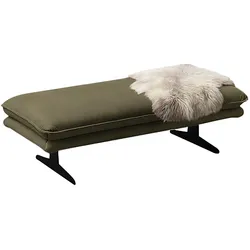 Polsterhocker W.SCHILLIG "broadway", grün (camouflage z69), B:145cm H:43cm T:71cm, Longlife Xtra-Leder Z69: Das feinnarbige, gedeckte Softleder Z69 besticht durch seine außergewöhnliche Weichheit im trendigen u00bbVintage-Looku00ab, Hautstärke 0, 9 - 1, 1 mm, Hocker, Füße in Schwarz pulversbeschichtet