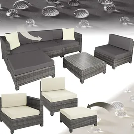 Tectake Polyrattan Lounge-Set grau 403835