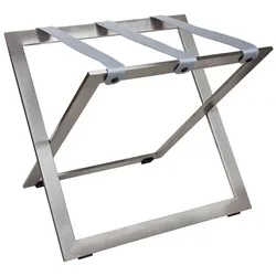 Kofferständer STAINLESS STEEL aus Edelstahl mit Riemen Nylon Grau