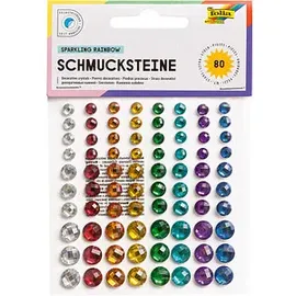 Folia Schmucksteine mehrfarbig selbstklebend 80 Stück