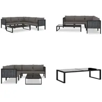 vidaXL 6 tlg. Garten Lounge Set mit Auflagen Poly Rattan Anthrazit - Gartensofa - Gartensofas - Gartencouch - Gartencouches - Grau