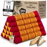 livasia Keilkissen Dreieckskissen hoch (Classic) - 38x55x35cm, Kapok, vegan, handgefertigt gelb|rot