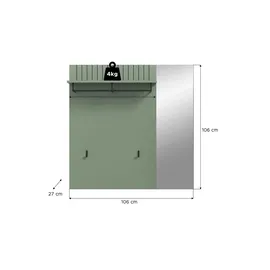 Möbel Boss Garderobenpaneel Station 106 x 106 x 27 cm Grün