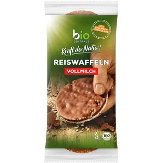 biozentrale Reiswaffeln Vollmilch | 12er Pack (12x100 g) | Bio glutenfrei | Ballaststoffquelle | nicht frittiert und mit 60% Vollmilchschokolade