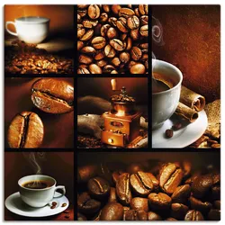 Wandbild ARTLAND "Kaffee Collage", braun (farbe bild(er): braun), B:70cm H:70cm T:1,8cm, Canvas, Leinwand, Bilder, als Leinwandbild, Poster, Wandaufkleber in verschied. Größen
