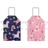 umorismo 2 Packung Schürze Kinder, Einhorn Kinderschürze Kinder Verstellbare Kochschürze Kinder Wasserdichte Mit Tasche Für Mädchen Und Jungen Zum Backen, Garten, Grill - as shown