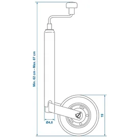 PRO PLUS ProPlus Stützrad Metallfelge mit Vollgummireifen, 48mm