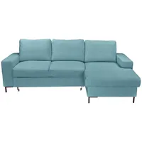 Carryhome Ecksofa, Türkis, Textil, 3-Sitzer, Füllung: Schaumstoffflocken, Ottomane rechts, L-Form, 240x150 cm, Liegefunktion, seitenverkehrt erhältlich, Schlafen auf Sitzhöhe, Rücken echt, haustierfreundlicher Bezug, Wohnzimmer, Sofas & Couches, Wohnlandschaften, Ecksofas
