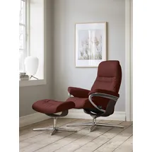 Stressless Relaxsessel STRESSLESS "Sunrise", rot (cherry paloma), B:83cm H:105cm T:74cm, Leder PALOMA: PALOMA ist ein durchgefärbtes Semianilin-Möbelleder mit natürlicher Narbung., Sessel, Relaxsessel, mit Cross Base, Größe S, M & L, Holzakzent Braun