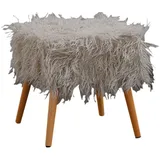 KAWOLA Hocker Fell FYNN Flokati Fellhocker grau