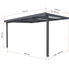 Gutta Terrassendach Premium 410 x 306 cm anthrazit / Polycarbonat klar