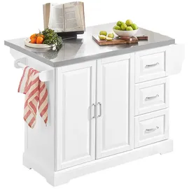 SoBuy Kücheninsel mit 3 Schubladen 130 x 71 x 91 cm Weiß/Grau