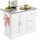 SoBuy Kücheninsel mit 3 Schubladen 130 x 71 x 91 cm Weiß/Grau