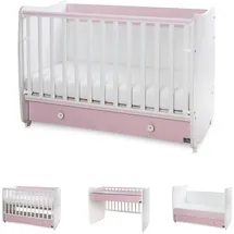 Lorelli Babybett Dream 70 x 140 cm umbaubar Kinderbett Schaukelbett Schreibtisch pink