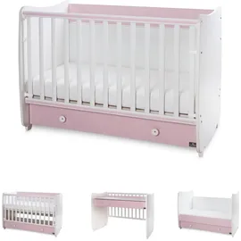 Lorelli Babybett Dream 70 x 140 cm umbaubar Kinderbett Schaukelbett Schreibtisch pink