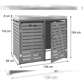 Proregal Mülltonnenverkleidung 124 x 134 x 84 cm walnuss