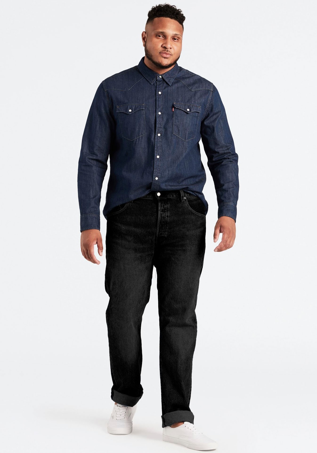 Tapered-fit-Jeans LEVI'S PLUS "502 TAPER B&T" Gr. 44, Länge 32, schwarz (black denim) Herren Jeans Tapered-Jeans