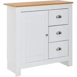 FineBuy Sideboard 79 x 81 x 35 cm Weiß / Eiche