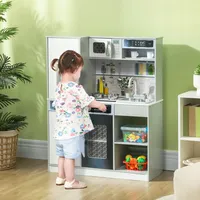 Aiyaplay Kinderküche Spielküche mit Lichtern und Geräuschen Kochherd, fließendes
