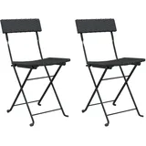 vidaXL Bistrostühle 2 Stk. Klappbar Schwarz Poly Rattan und Stahl