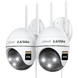 ieGeek Überwachungskamera 5G/2,4GHz Überwachungskamera Aussen 2K 5MP WLAN Kamera Überwachung (Aussen, Außenbereich, Outdoor, außen, 355°/120° PTZ, 24/7 Aufnahme,Nachtsicht in Farbe,Cloud-Speicher, 2-tlg., WiFi PTZ IP Kamera Outdoor Mit Mensch Bewegungsmelder, 2-Wege-Audio,Multi-User-Sharing, Automatische Verfolgung)