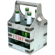 DanDiBo Ambiente Bierträger Metall mit Öffner 22 x 33 x 20 cm Silber