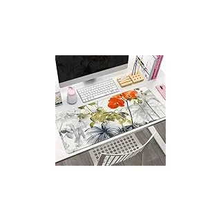 Treer Blumenmuster Gaming Mauspad, Mousepad mit Vernähte Kanten, Mauspad L/XL/XXL, rutschfeste Gummibasis Mousepad Gaming, Mauspad Groß (Blumen,600x300mm)