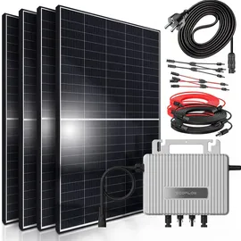sunniva SUNNIVA® 1700W Balkonkraftwerk komplett Steckdose - Ecoflow S 800W Micro Wechselrichter - PV Solaranlage 4x 425W Solarmodule, inkl.5m Kabel, Y-Verteiler, Bluetooth, WIFI