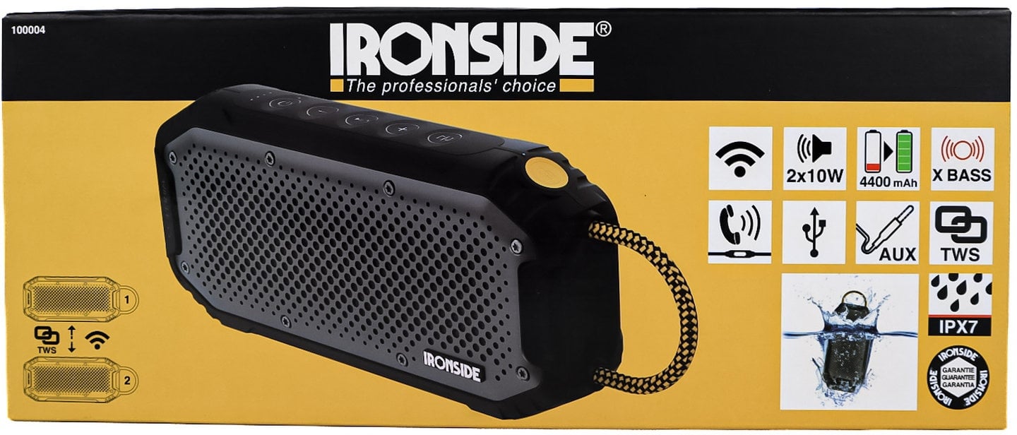 Bluetooth Lautsprecher IPX7 Ironside Musikbox mit AUX und USB