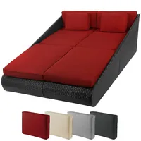Montafox Poly Rattan Tagesbett XXL 2 Personen Liege Auflagen 10cm Doppelliege Daybed Gartenliege Sonneninsel Liegeinsel Garten Terrasse Outdoor, Farbe:Titan-Schwarz/Abendsonne