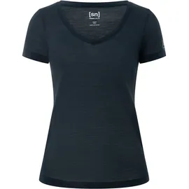 super.natural Damen Sierra140 V Neck T-Shirt (Größe M, blau)